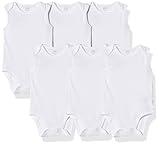 Amazon Essentials Unisex Babies' Sleeveless Bodysuits, Pack of 6, White, 24 Months