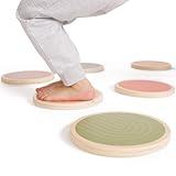 ZICOTO Fun Wooden Stepping Stones for Kids - Perfect Toddler Indoor Activity to Improve Balance and Coordination Skills - Safe Non-Slip Obstacle Course and Sensory Toy Set of 6 for Ages 1-3, 3-4