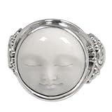 NOVICA Artisan Handmade Bone Ring Crafted .925 Sterling Silver Cocktail Indonesia 'Face of The Moon'