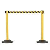 US Weight Crowd Control barriers- Sentry Stanchion with Retractable Belt Barrier– Easy Connect Assembly (2-Pack) Crowd Control Stanchions - Chevron Yellow/Black