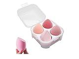 SINEN 4 Pcs Dry and Wet Use Makeup Sponge Set Blender Beauty Foundation Blending Sponge for Liquid, Cream, and Powder with Egg Sponge Blending Holder Box