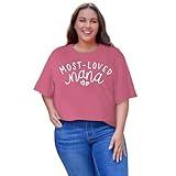IFQ Womens Plus Size Nana Shirts Gigi Heart Print T-Shirt Most-Loved Nana Tshirt Bless Grandma Tee Pink