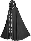 NCDUANSAN Gothic Harajuku Hooded Cloak Renaissance 5 Color Cloak Event Witch Halloween Cosplay Performance Film and Television(Black,M)