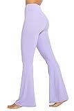 Sunzel Flare Leggings, Crossover Yoga Pants with Tummy Control, High Waisted and Wide Leg, No Front Seam Lilac Medium 30" Inseam