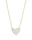 Kendra Scott Ari Heart Adjustable Length Pendant Necklace for Women, Fashion Jewelry, 14k Gold-Plated, Iridescent Drusy