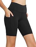 baleaf Biker Shorts for Women Workout Yoga Gym Spandex Athletic Running Volleyball Tummy Control Compression with Pockets 8" Black M