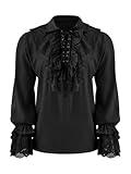 Runcati Mens Pirate Shirt Ruffle Renaissance Victorian Vampire Poet Shirts Medieval Steampunk Gothic Lace Costume