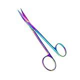 ArtZone Iris Micro Dissecting Lab Scissors Curved 5" German Stainless Steel with Multi Color Rainbow Plasma Titanium Coating by Artzone - High Precision