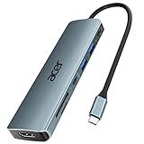 Acer USB C Hub, 7 in 1 USB C to HDMI Splitter, 2 USBA 3.1 GEN1 and 5Gbps Type-C Data Port, Type C Adapter with 4K HDMI Port, PD 100W Charging, SD Card Reader, for Laptop, PC, Desktop and More