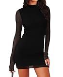 OFEEFAN Black Mini Dress Night Out New Years Eve Dresses for Women S