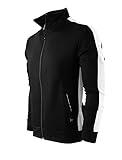 SCREENSHOT-S51707 Mens Hip Hop Premium Slim Fit Winter Fleece Lined Track Jacket - Modern Athletic Workout Sport Fitness Tops with Side Taping-Black/White-Large