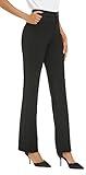 iChosy Women's Stretchy Straight Leg Dress Work Pants Business Office Casual Slacks with Pockets Black 0 Tall