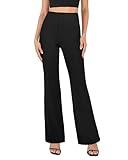 AB-Eleven Womens Dress Pants Business Casual Work Pants with Pockets Pull On Flare Office Slacks High Waist Stretchy Trousers Black