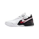 NIKE Men's Lebron NXXT Gen Ampd Basketball Shoes, White University Red Metallic Silver Black, 8