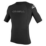 O'Neill Wetsuits Men's Basic Skins UPF 50+ Short Sleeve Rash Guard, Black, Medium