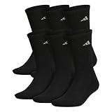 adidas Men's Athletic 6-Pack, Cushioned Crew Socks with Arch Compression for a Secure Fit, Black/Aluminum 2, Large