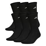 adidas Men's Athletic Cushioned Crew Socks with Arch Compression for a Secure fit (6-Pair), Black/Aluminum 2, Medium