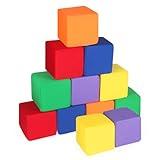 UHAPPYEE Foam Blocks for Toddlers 1-3, 12 PCS 5.5 inch Foam Soft Cubes for Kids, Colourful Building Blocks, Stacking Block Sets, Throwing Toys