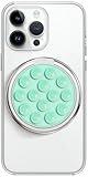 Suction Cup Phone Case Mount - Stocking Stuffers for Women Men Teens Boys Girls Kids, 3 in 1 Cell Phone Ring Holder, Finger Stand & Anti-Slip Hands-Free Silicone Sticky Grip Holder for Selfies,Green