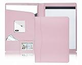 Padfolio Portfolio Organizer Legal Pad Holder Padfolio Folder Leather Portfolio Storage Clipboard Notepad with Cover for Letter Size A4 Writing Pad for Business and School Office (Pink)