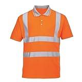 Work Shirts for Men - High Visibility Shirts for Men, Safety Polo Shirt with Reflective Stripes, Security Shirts for Men, Construction Shirts for Men, Breathable Mechanic Work Shirt Orange Large
