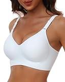 HORISUN Comfortable Bras for Women Wireless Seamless Push Up Bra(White L)