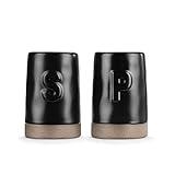 DEMDACO Gather Round Modern Design Black 2 x 3 Stoneware Salt And Pepper Shaker Set