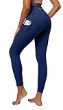 IUGA High Waist Yoga Pants with Pockets, Leggings for Women Tummy Control, Workout Leggings for Women 4 Way Stretch Navy Blue