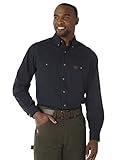 Wrangler Riggs Workwear Men's Logger Twill Long Sleeve Workshirt, Navy, Medium