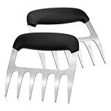 iRFKCIOW Meat Shredder Claws, 2 PCS Stainless Steel Meat Claws, Metal Pulled Pork with Handle Turkey Pork Chicken Shredder Tool Accessories for Men Grilling Cooking BBQ Serving