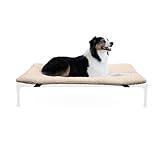 K&H Pet Products Dog Cot Pad (Cot Sold Separately), Pillow-Top Comfort Bed for K&H Large Elevated Dog Beds, Soft & Fluffy, Secure Fit Straps, Machine Washable, Portable - Large 42 X 30in Tan Fleece