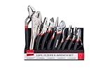 CraftZone 10PC Pliers&Wrench Set, Includes Locking Pliers,Long Nose Pliers,Diagonal Pliers,Groove Joint Pliers,Linesman Pliers,Mini Pliers and Adjustable Wrench,With Storage Rack.For DIY&Home Use.