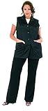 A Size Above Plus Size Vented Mesh Back Salon Stylist Vest, Cut for Curves, Stretch Mesh Back, Lower Pockets with Zippered Bottoms, Lightweight, Water Resistant Nylon/Poly, Black, 1X