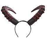 L'VOW Gothic Demon Horn Headband Realistic Long Devil Horn Headpiece for Halloween Costume Cosplay (Red)