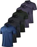 OYGSieg 6 Pack Mens Polo Shirts Performance Short Sleeve Golf Shirt Moisture Wicking Athletic Casual Collared T-Shirt SetC