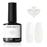 modelones Whilte Gel Nail Polish, 15 ML Off-White Color Gel Polish Winter Christmas Nail Gel Polish Soak Off Led Nail Art Gel Franch Manicure Salon DIY Gifts for Women