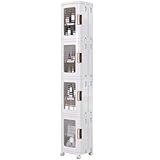 VECELO 4-Tier Plastic Tall Narrow Storage Cabinet with Movable Wheels, Adjustable Shelves, Magnetic Doors, Slim Bathroom Organizers and Storage for Small Space, Bathroom, Kitchen, Laundry, White