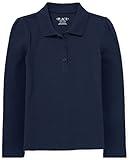 The Children's Place Girl's Long Sleeve Pique Polo, Tidal, Medium