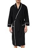 Amazon Essentials Men's Lightweight Waffle Bathrobe (Available in Big & Tall), Black, Medium-Large