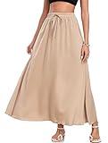 VintageClothing Long Skirts for Women Leopard Print Flowy Summer Flared A Line Maxi Skirts Elastic Waisted Trendy Dress, XL