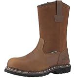 HISEA NINGO Mens Work Boots, Wellington Boots with Full-grain Leather, Oil and Slip Resistant, Hazard Protection, Pull on Work Boots for Men, for Construction, Farming