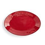 DEMDACO Gather Round Rosy Red 16 x 10.5 x 1.5 Inch Stoneware Christmas Serving Plate Platter