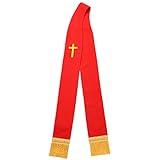 BLESSUME Church Clergy Pastor Cross Embroidered Stole (Red 4)