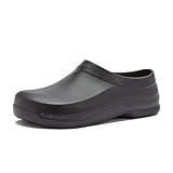 Avia Flame Slip Resistant Clogs for Women, Slip On Work Shoes for Food Service, Garden, or Nursing - Black, 5 Medium