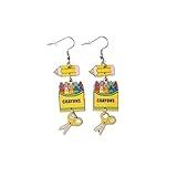 Back To School Teacher's Day Drop Earrings Lightweight Wooden Books Crayons Earrings Teacher Rainbow Sunshine Dangle Earrings Jewelry Gifts (scissors)