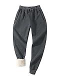 Aprsfn Men's Fleece Pants Winter Warm Sherpa Lined Thick Berber Active Sweatpants Running Jogger Pants with Pockets(Dark Grey, Small)