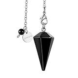 JADENOVA Pendulum Crystal Necklace Natural Obsidian Crystal Pendulums for Divination Dowsing Quartz Pendulum Chakra Reiki Healing Jewelry for Women Men