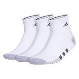 adidas Mens Socks, Athletic Cushioned Quarter 3-Pack, Compression, Moisture-Wicking, Comfortable, Durable, White/Grey/Onix Grey, Large