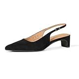 Amazon Essentials Women's Slingback Block Heel, Black Faux Suede, 8