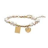 New for Arrival Gold Color Beads Pearl Jewelry Non - Fading Stainless Steel Heart Bracelet for - Elegant Bracelet Design, Ideal Gift for Mother's Day Or Christmas